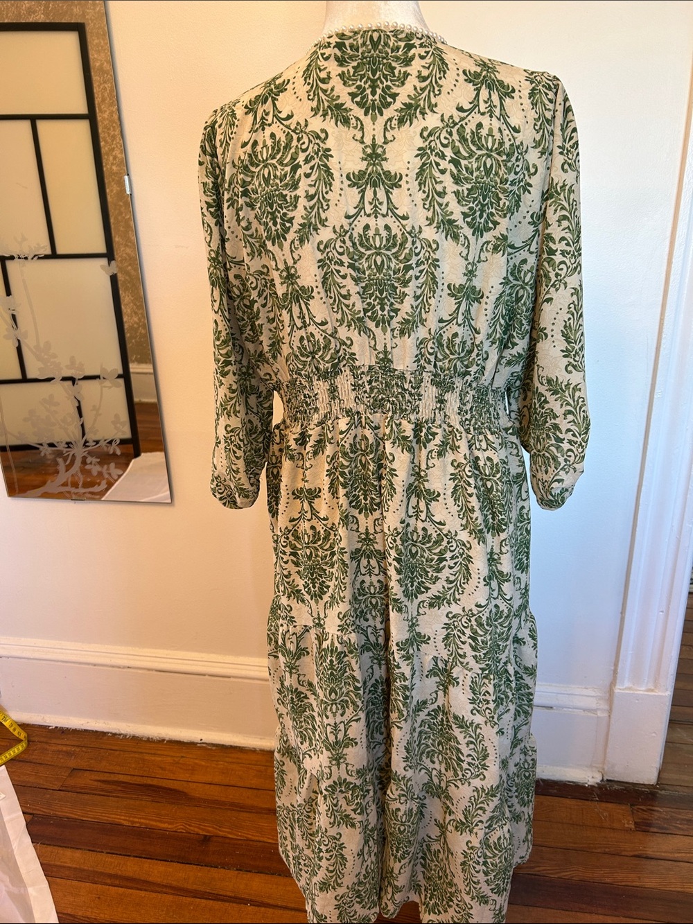 Green Damask Print Maxi Dress for Women - Picture 7 of 16